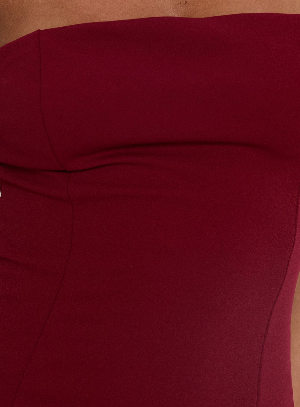 Diamanti Strapless High Slit Maxi Dress Burgundy