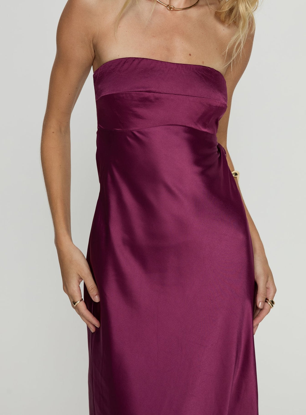 Rozelle Strapless Maxi Dress Currant